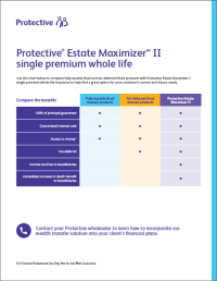 The cover of the Protective Estate Maximizer II whole life insurance legacy options flyer.