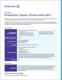 The cover of the Protective Classic Choice term New York at-a-glance flyer.
