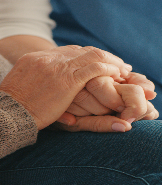 Clients' hands holding together