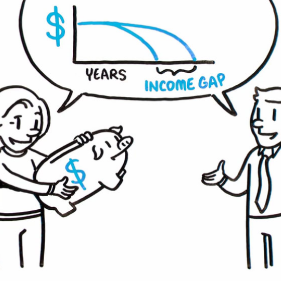 Illustration of Protective video explaining risks of more years in retirement.