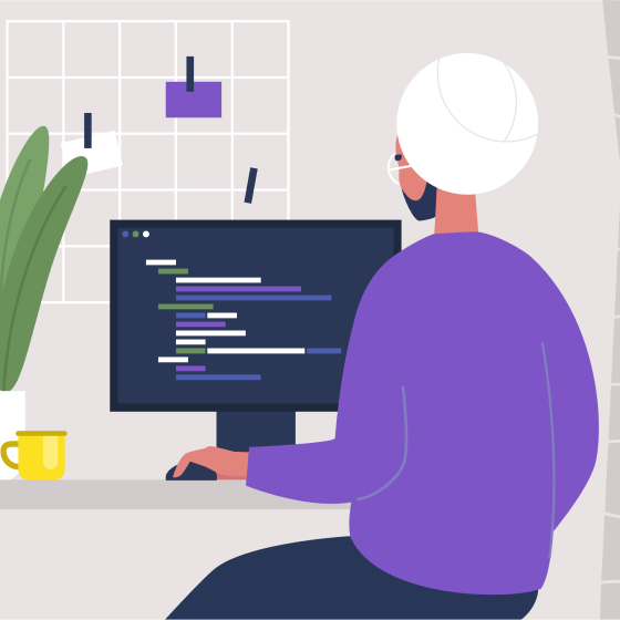 An illustration representing a financial professional reviewing life insurance specs.