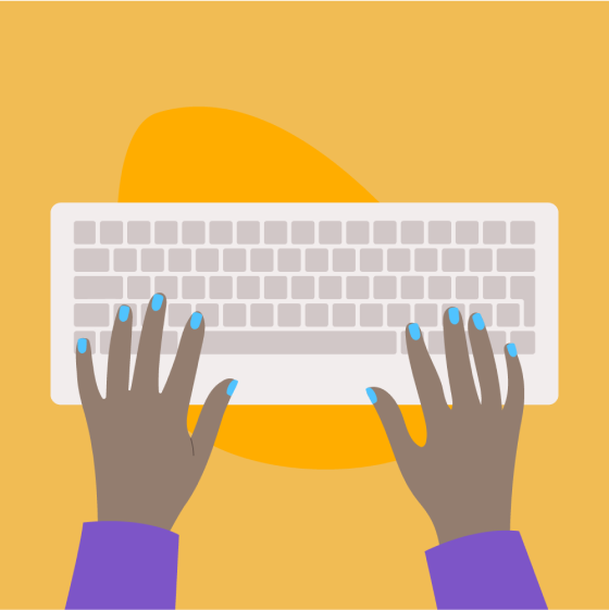 Illustration of hands on a keyboard