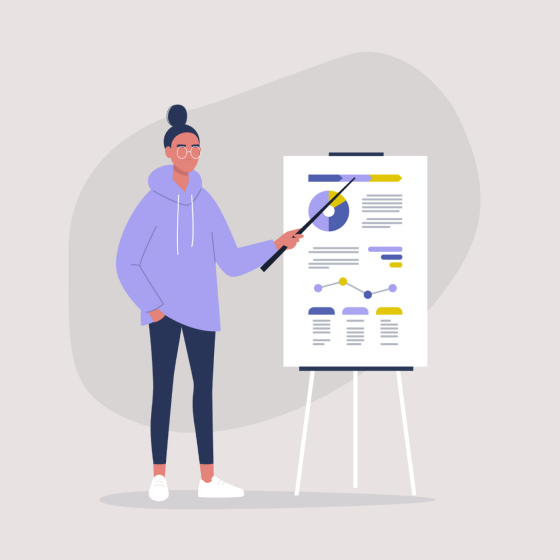 Illustration of a person pointing out Protective's current and future fixed annuity rates.